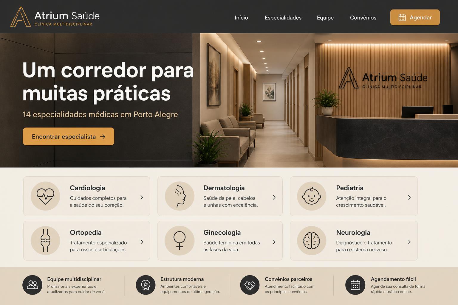 Site entregue para Atrium Saúde — Clínica multidisciplinar