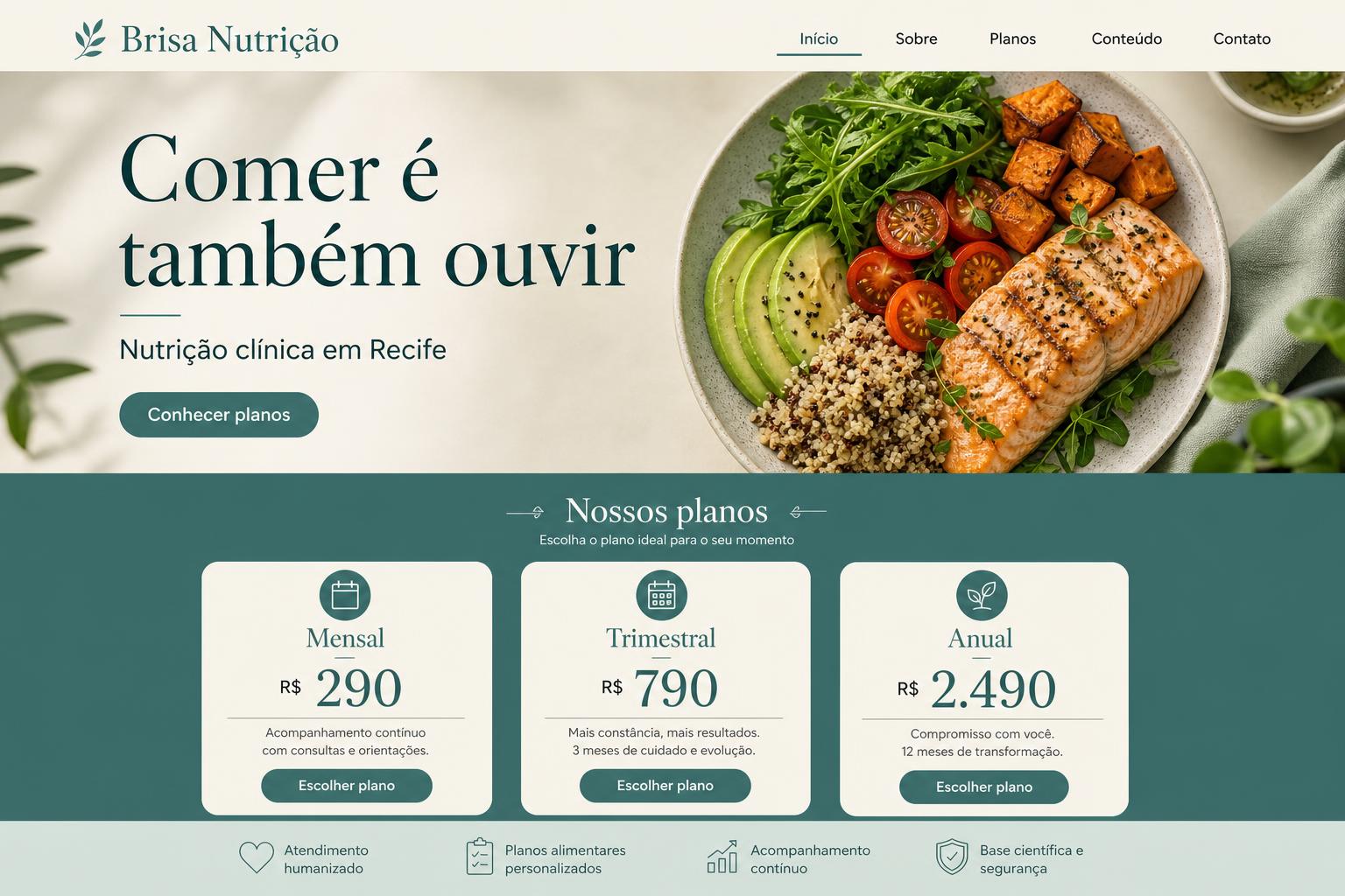 Site entregue para Brisa Nutrição — Nutrição clínica