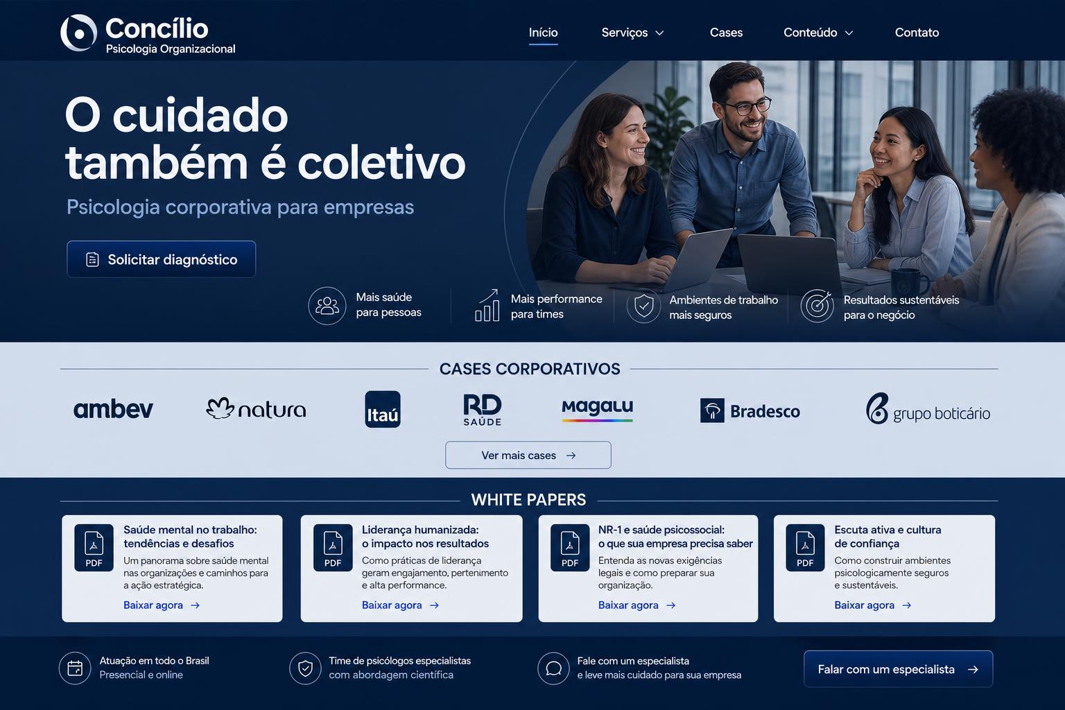 Site entregue para Concílio Psicologia Organizacional — Psicologia corporativa