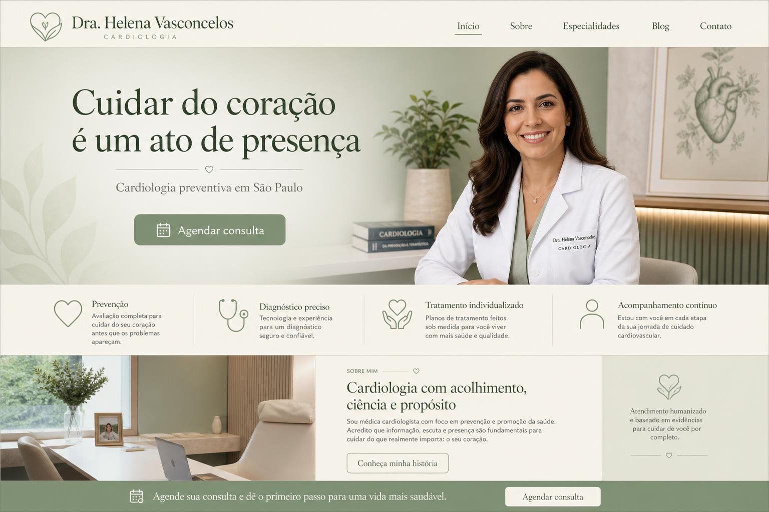 Site entregue para Dra. Helena Vasconcelos — Cardiologia preventiva