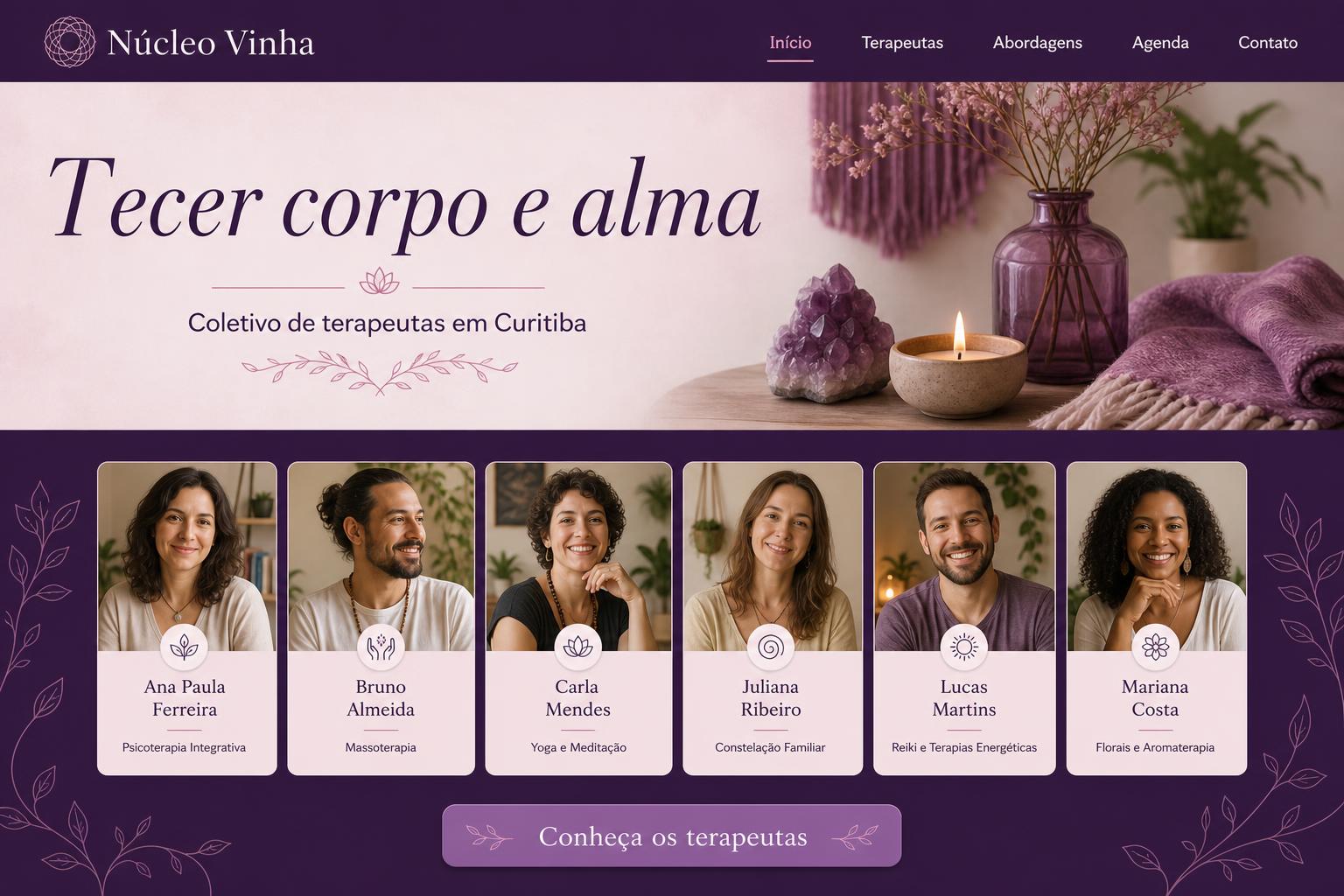 Site entregue para Núcleo Vinha — Terapias integrativas